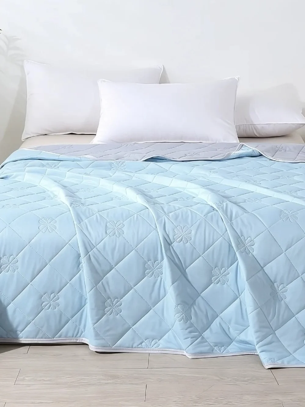 Light Blue Quilted  Cooling Blanket King Size
